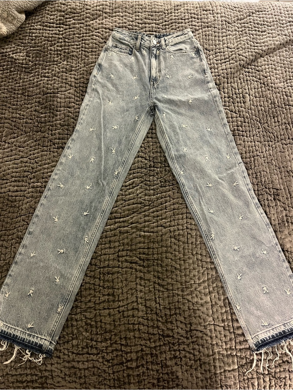 PLAYBOY Pacsun Light Blue Embroidered Straight-Leg Jeans